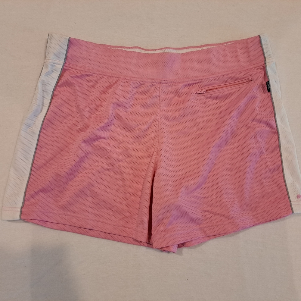 Reebok Pink with White Stripe Mesh Shorts Size Large